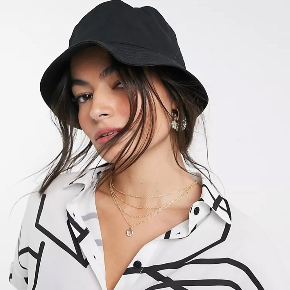ASOS DESIGN cotton bucket hat in black